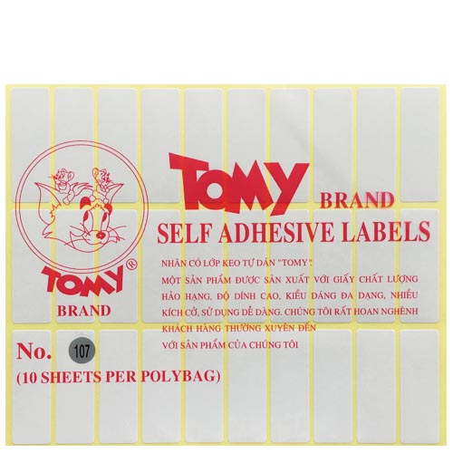 Nhãn decal Tomy 107 (17x50mm)
